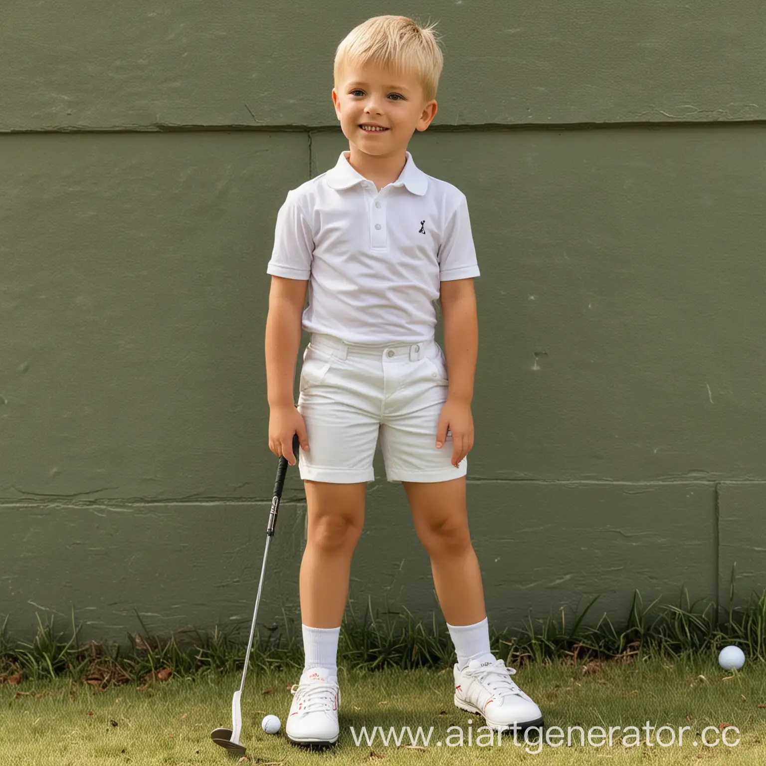Young-Boy-in-Short-Shorts-and-White-Kneelength-Golf-Pants