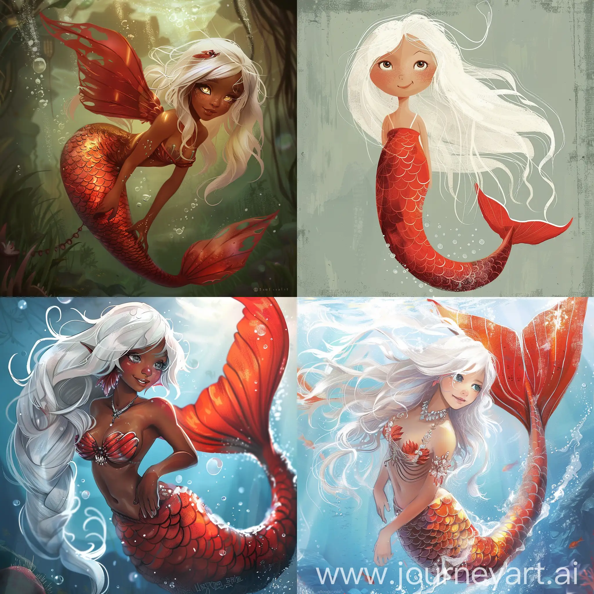 WhiteHaired-Mermaid-with-Vibrant-Red-Tail