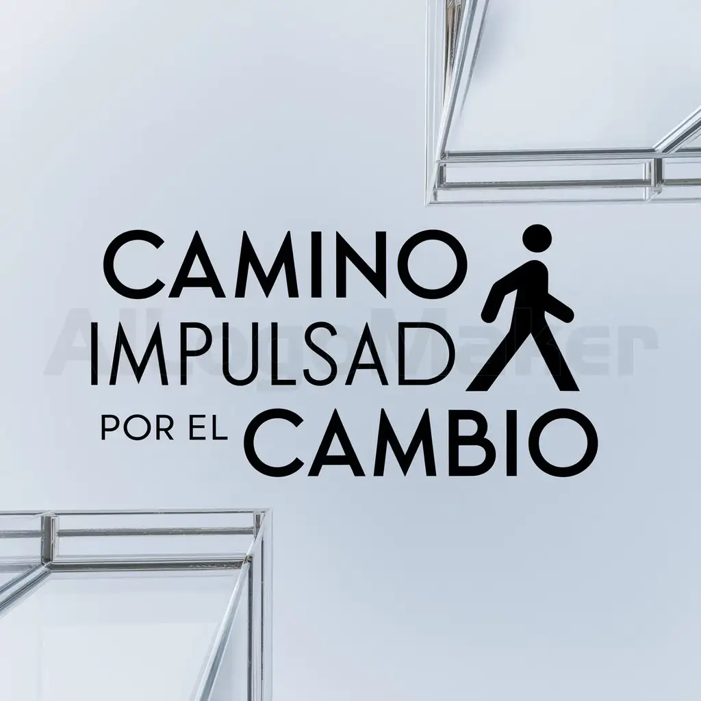 a logo design,with the text "Camino impulsado por el cambio", main symbol:un persona caminando,complex,clear background