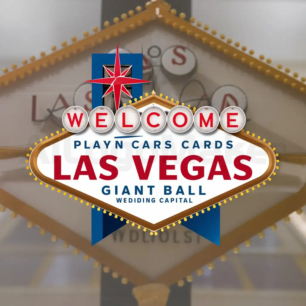 a logo design,with the text "playing cards, chips, Las Vegas giant ball, wedding capital", main symbol:Las Vegas,Moderate,be used in gambling industry,clear background