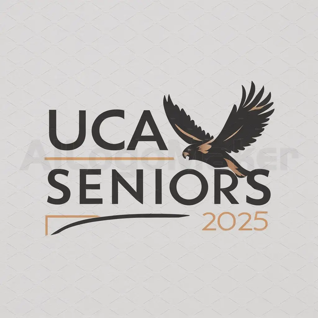 a logo design,with the text "UCA seniors 2025", main symbol:A hawk,Moderate,be used in Education industry,clear background