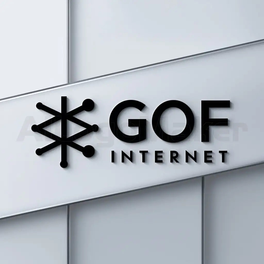 a logo design,with the text "GoF", main symbol:network,Minimalistic,be used in Internet industry,clear background