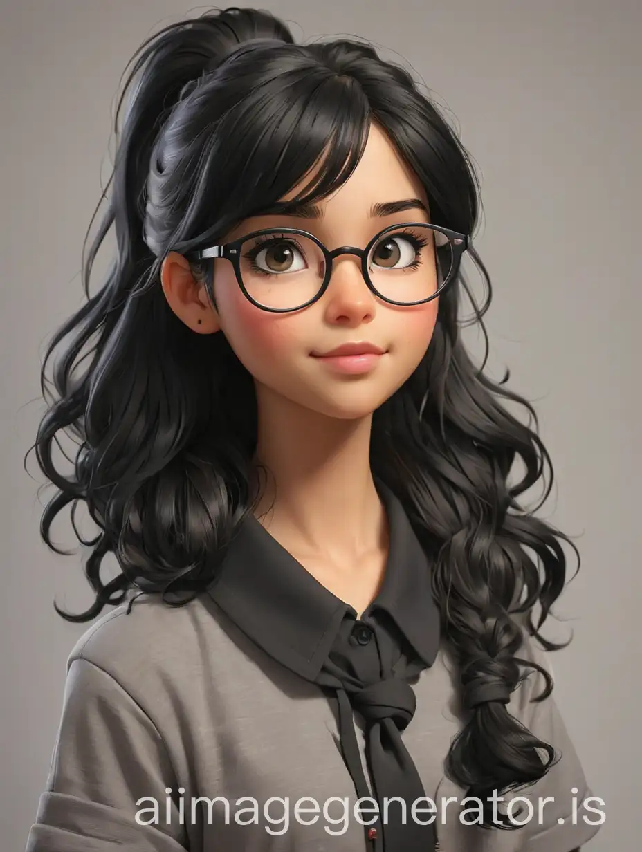 girl with spectacles and black haire singl hihpony