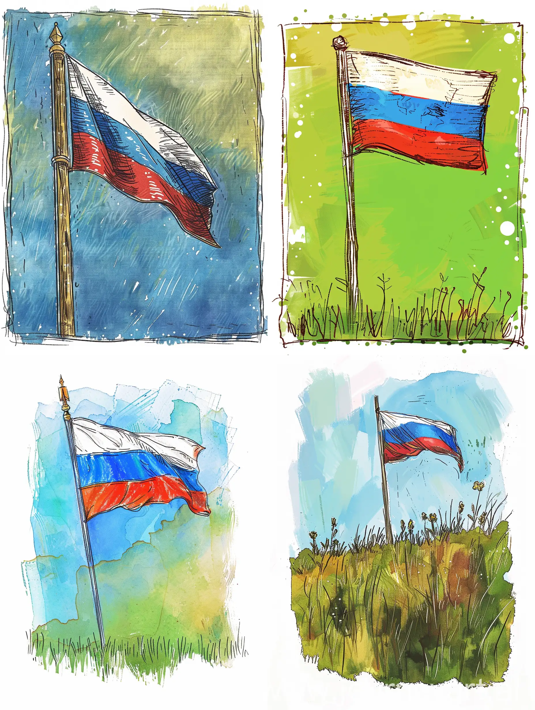 нарисуй открытку на день народного единства России. С флагом
