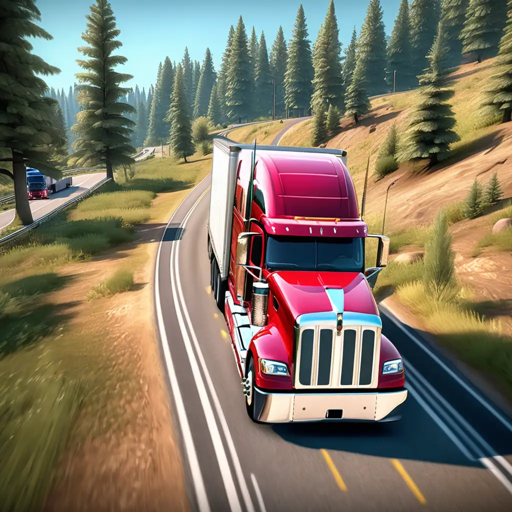 red american truck driving on curve road. showing pine trees, grass roundabout, From the makers of Bus Simulator 2023 comes the new and improved Truck Simulator USA Revolution. Want to know what driving an 18 Wheeler feels like? Truck Simulator USA offers a real trucking experience that will let you explore amazing locations. This American Truck Simulator features many American and European semi truck brands and all kinds of big rigs with realistic engine sounds and detailed interiors! Drive across America, transport cool trailers such as vehicles, gasoline, gravel, food, ship anchors, helicopters, and many more, red american truck driving on curve road. showing pine trees, grass roundabout,


