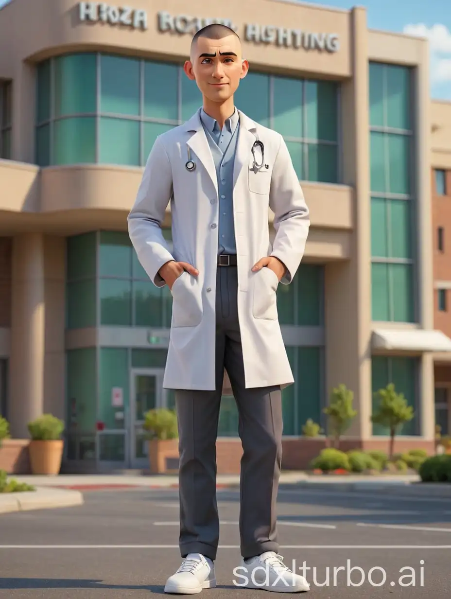 Friendly-Male-Doctor-Standing-at-Hospital-Entrance-in-3D-Cartoon-Image