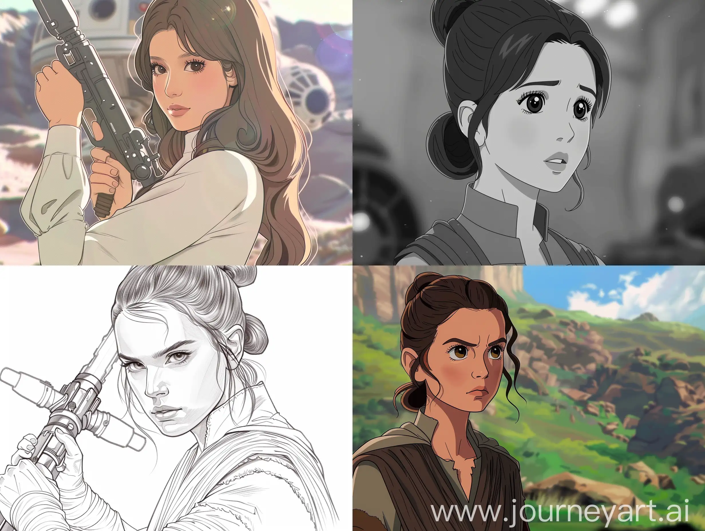 woman, star wars, anime style, smooth line