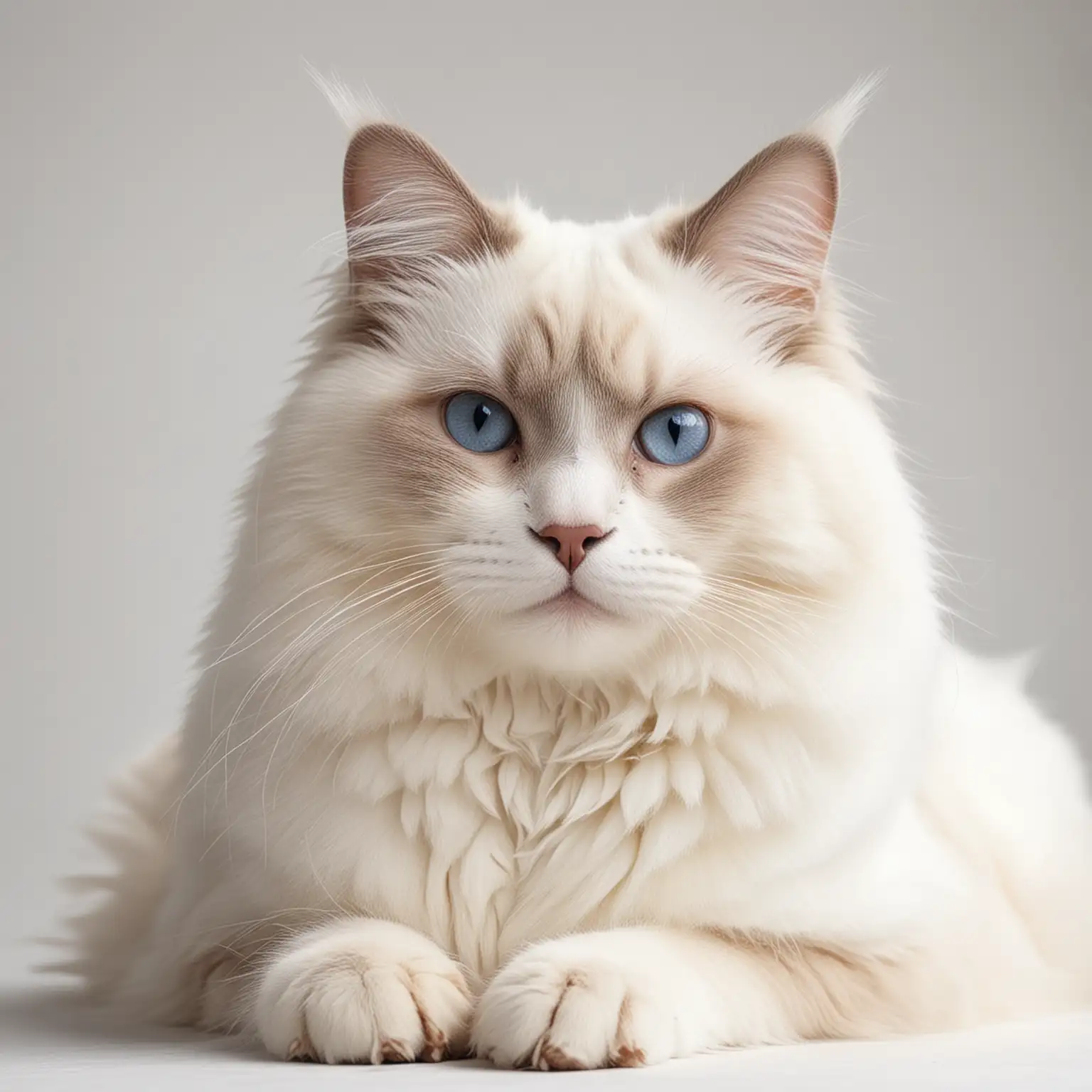 Ragdoll Cat Posing on White Background
