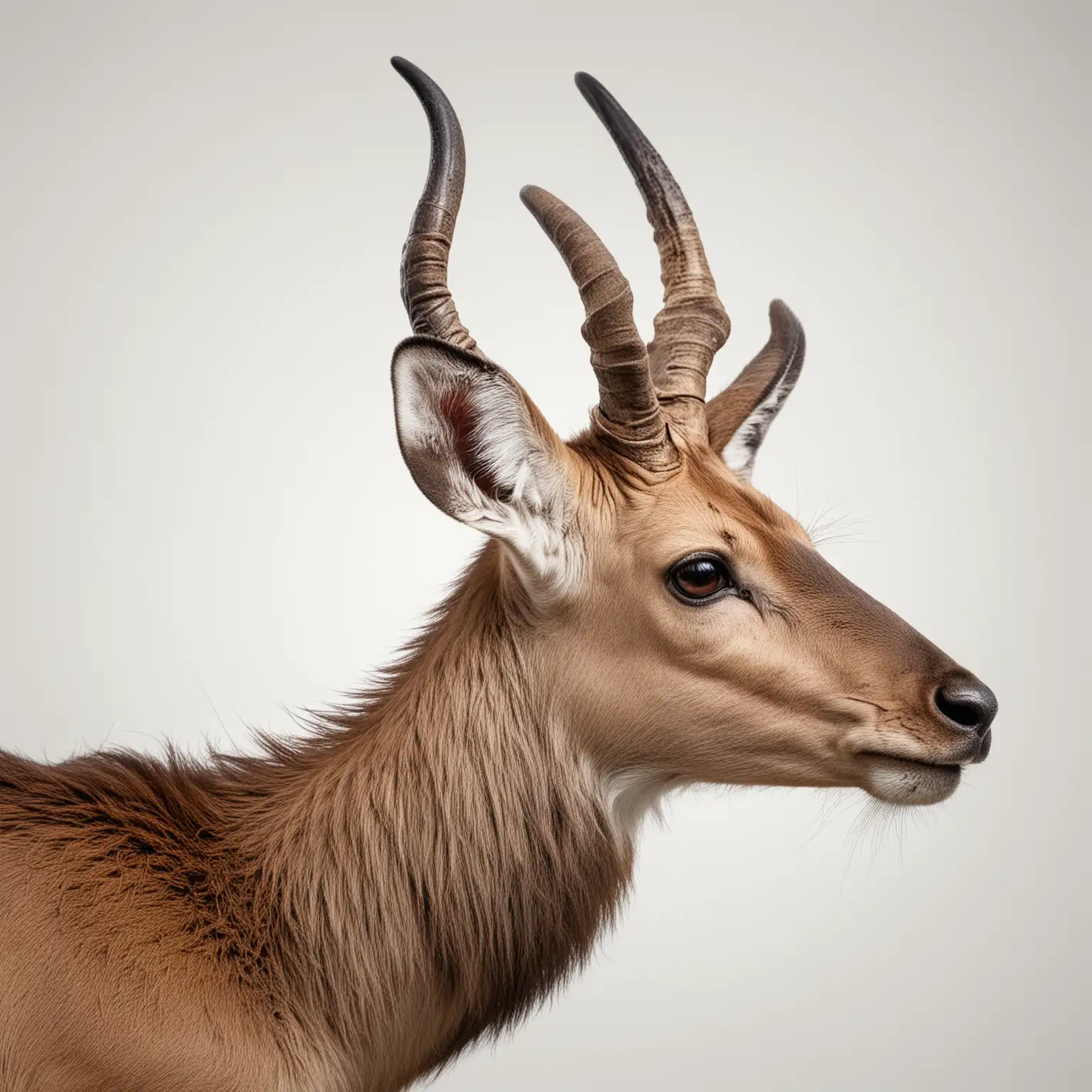 on white background, animal, Cape bushbuck - reindeer cross, profile 