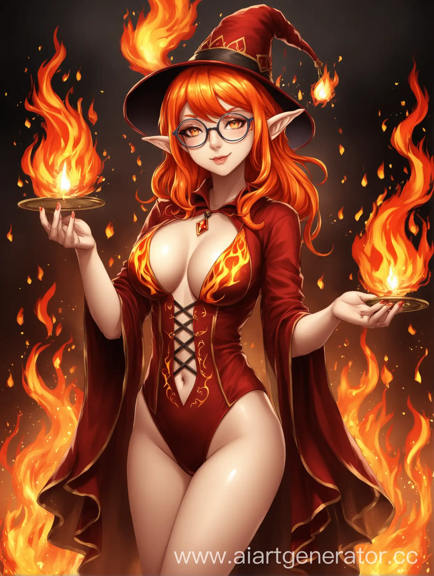 Fire-Elfin-Magician-in-Glasses-Casting-Enchanting-Spells