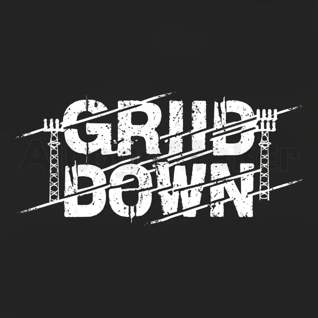 a logo design,with the text "Grid Down", main symbol:Make it broken Power lines. There is no food and no water. Post-apocalyptic,Moderate,be used in Entertainment industry,clear background