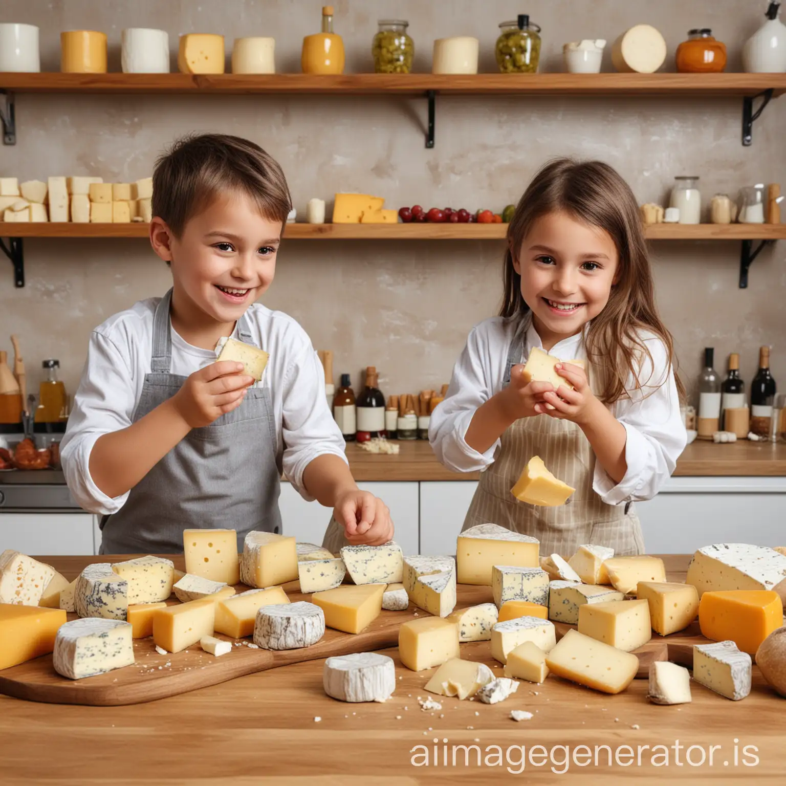 Cheese-Tasting-Fun-with-Happy-Kids-in-a-Modern-Kitchen