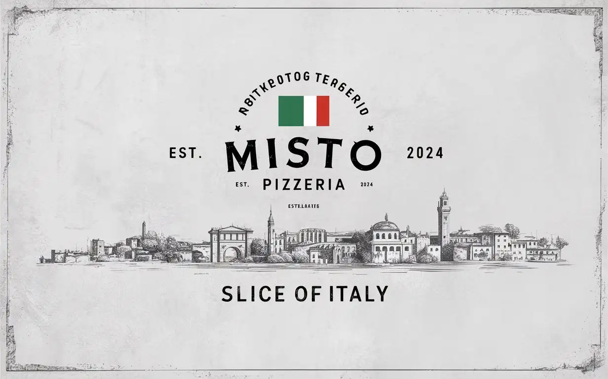 Authentic Italian Pizzeria Emblem on Textured White Background