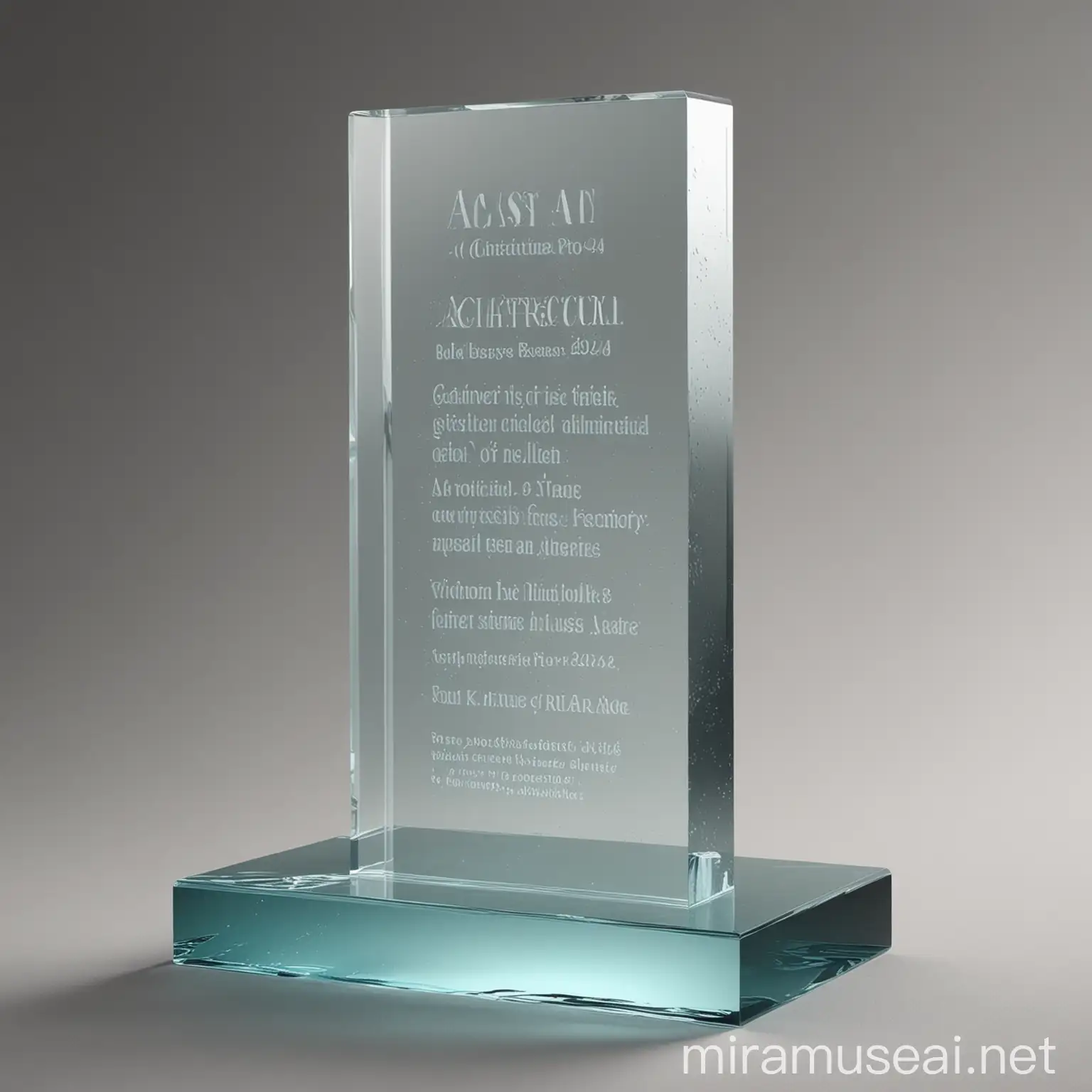 Glass Architectural Award with Engraved Text Pro Architectura 2024