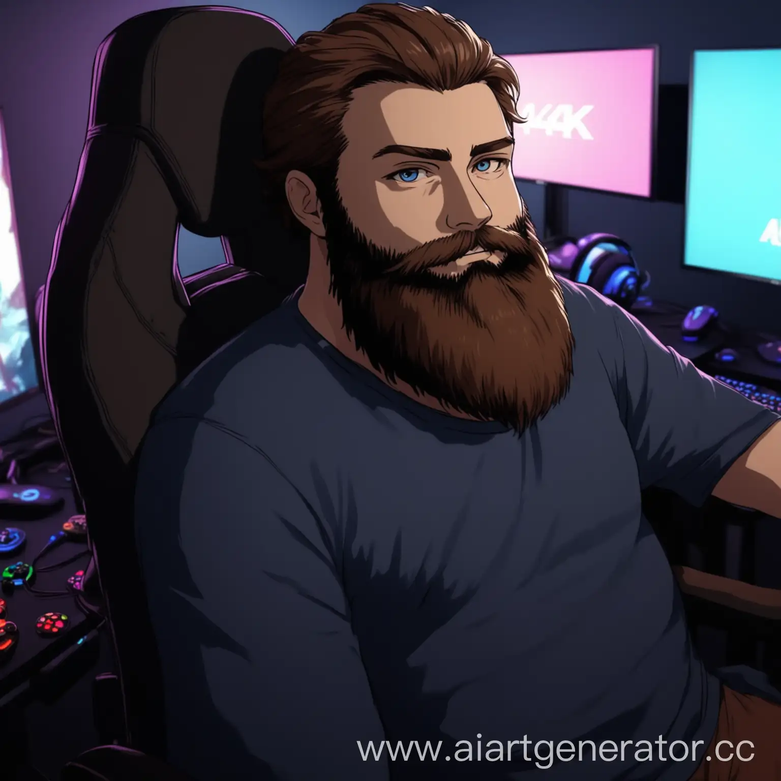 Bearded-Man-Relaxing-in-Gaming-Chair-with-4K-Screen