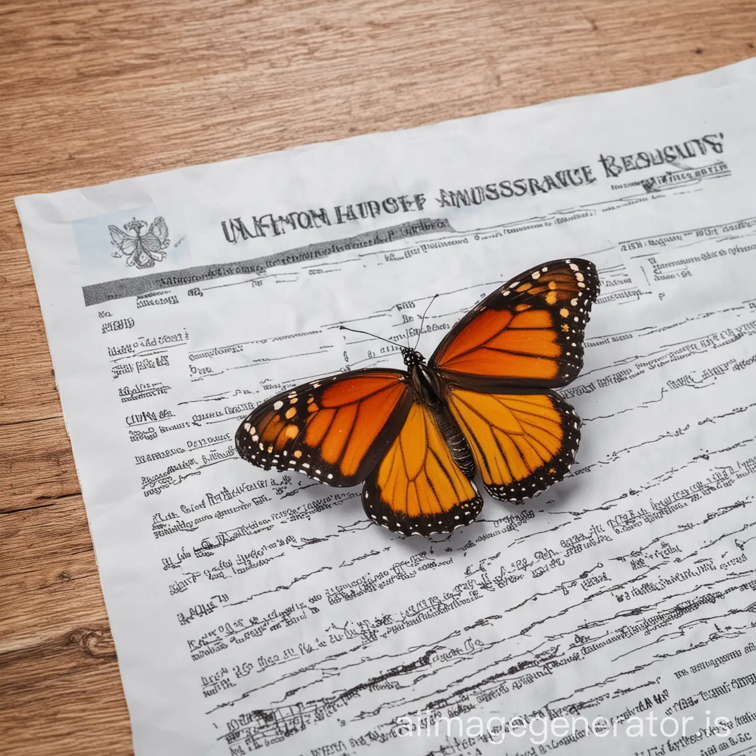 Health insurance documents with monarch butterfly