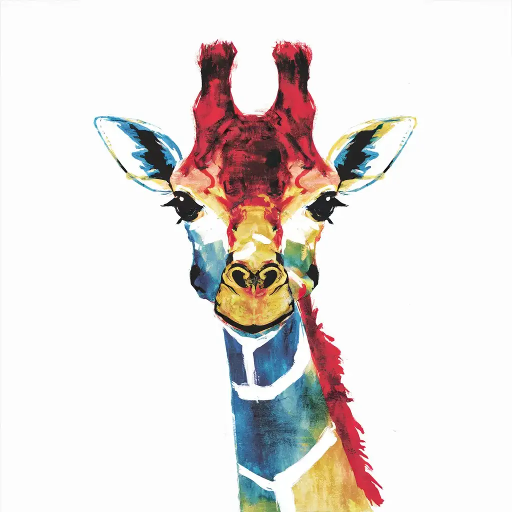 Vibrant Giraffe Artwork Colorful Abstract Painting in Watercolor and Acrylic