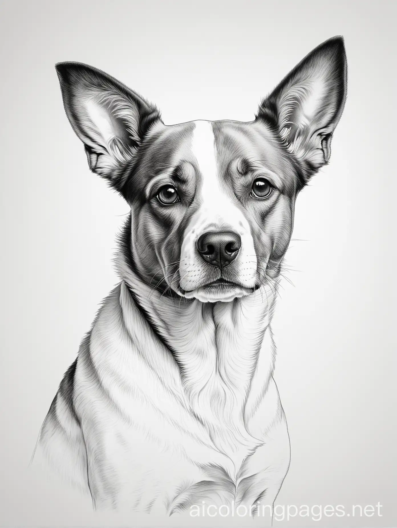 a dog, Coloring Page, black and white, line art, white background, Simplicity, Ample White Space