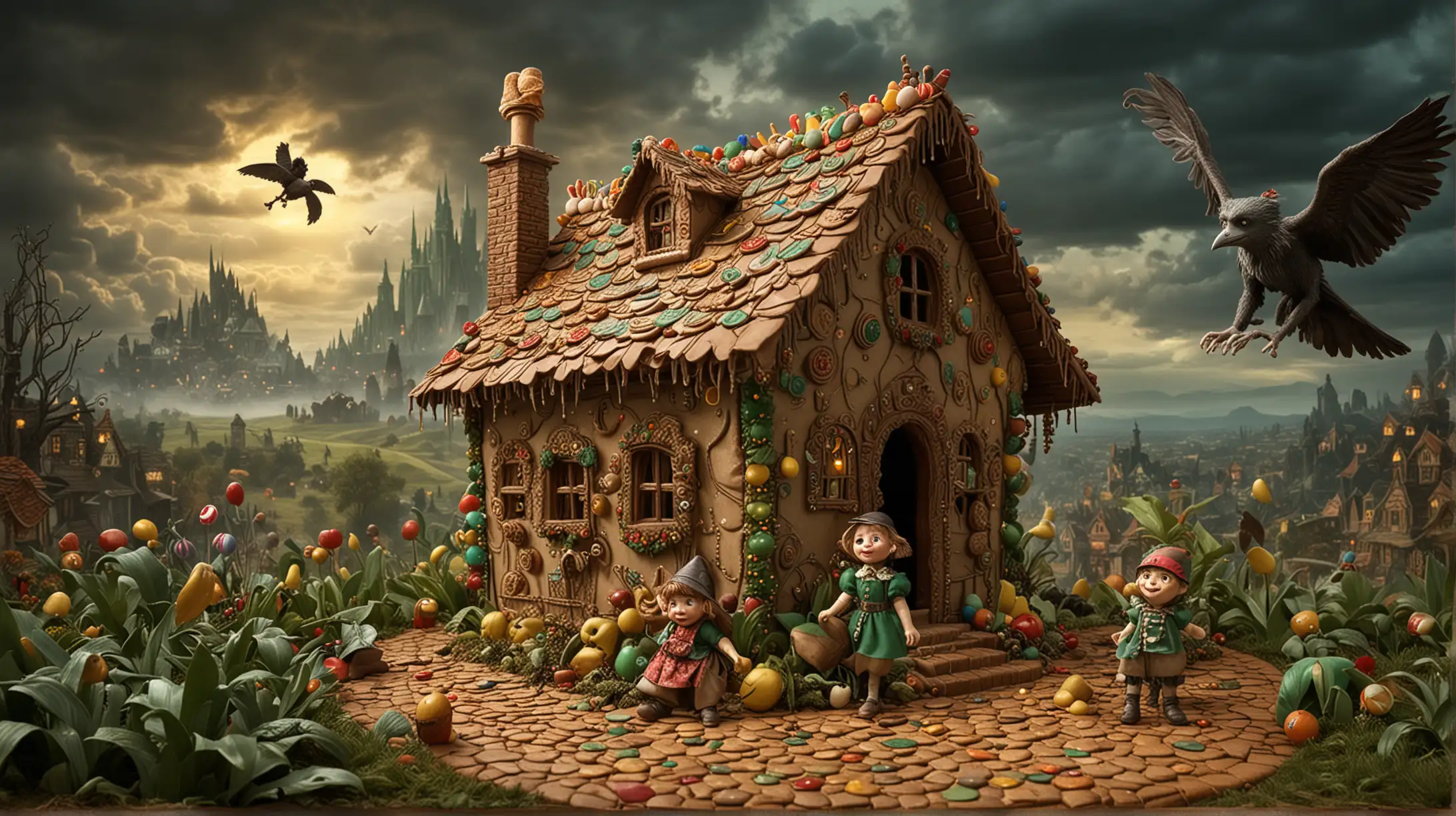 Hansel and Gretel Crush Witch Under Gingerbread House in Oz