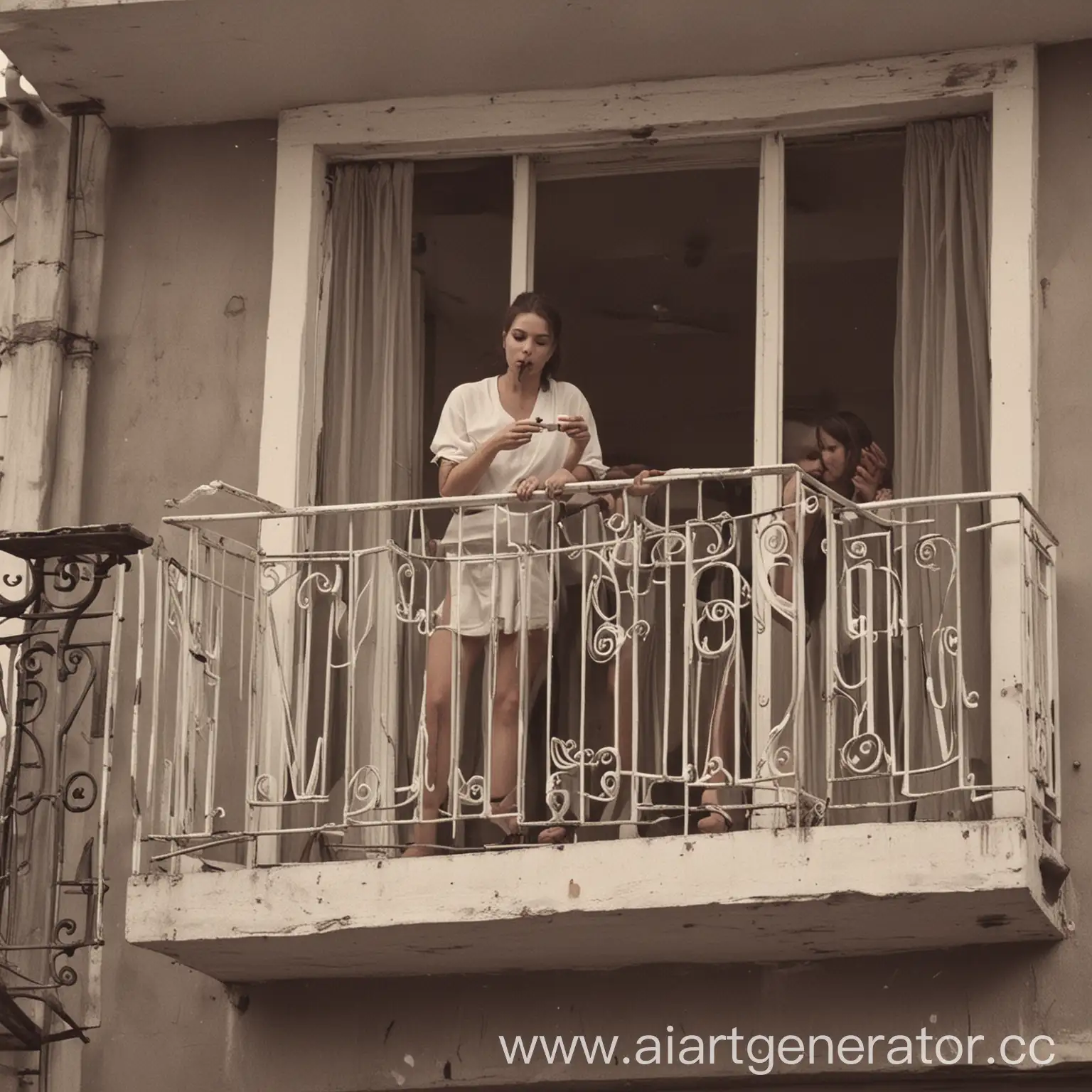Romantic-Couple-Smoking-Cigarettes-on-Balcony-at-Sunset
