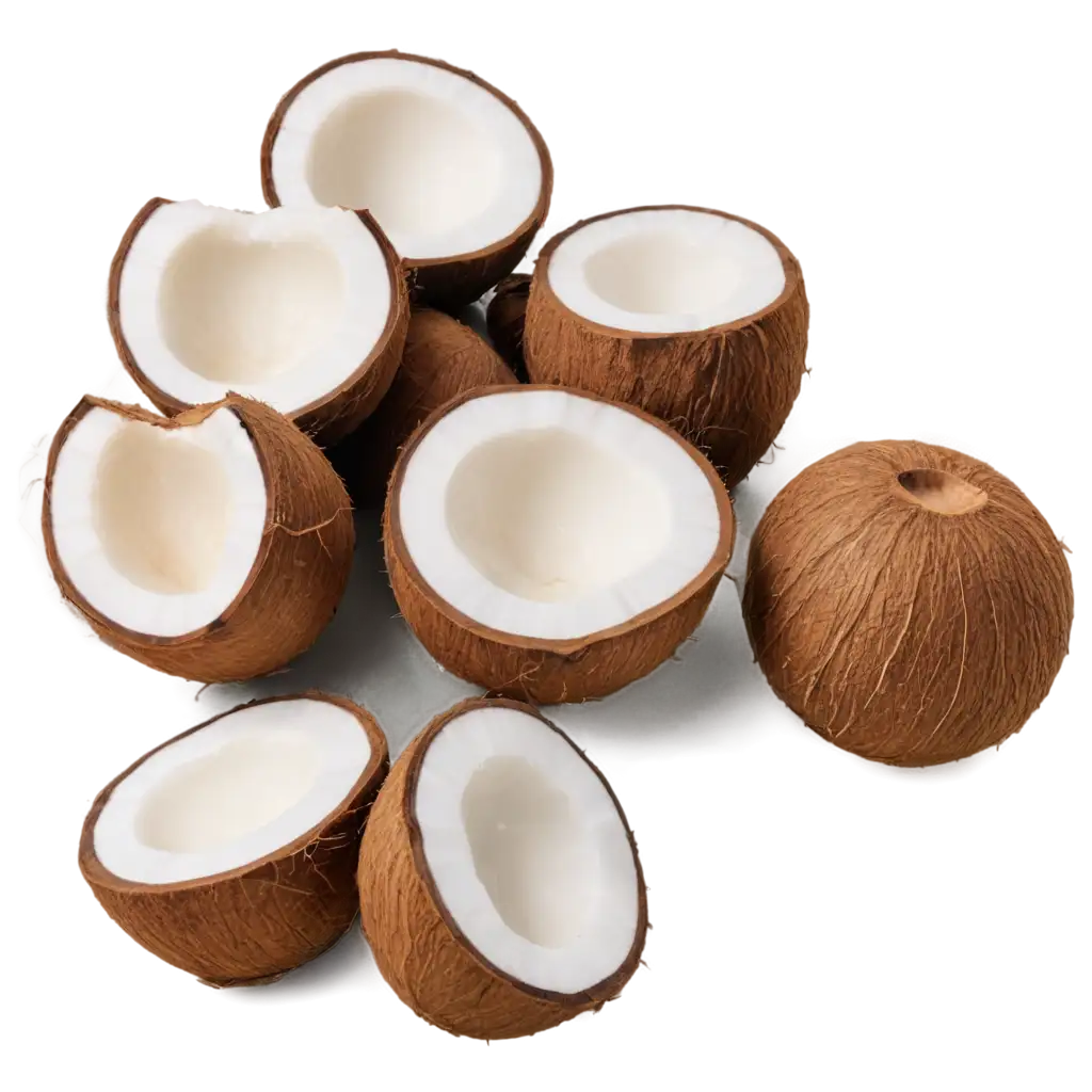 Set of delicious coconuts, cut out