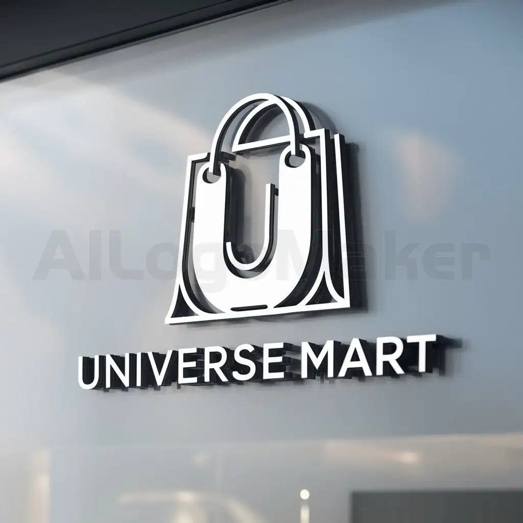 a logo design,with the text "Universe mart", main symbol:a shopping bag icon merge with letter U,complex,be used in  Retail

(As the input is in English, it is repeated verbatim as the output.) industry,clear background