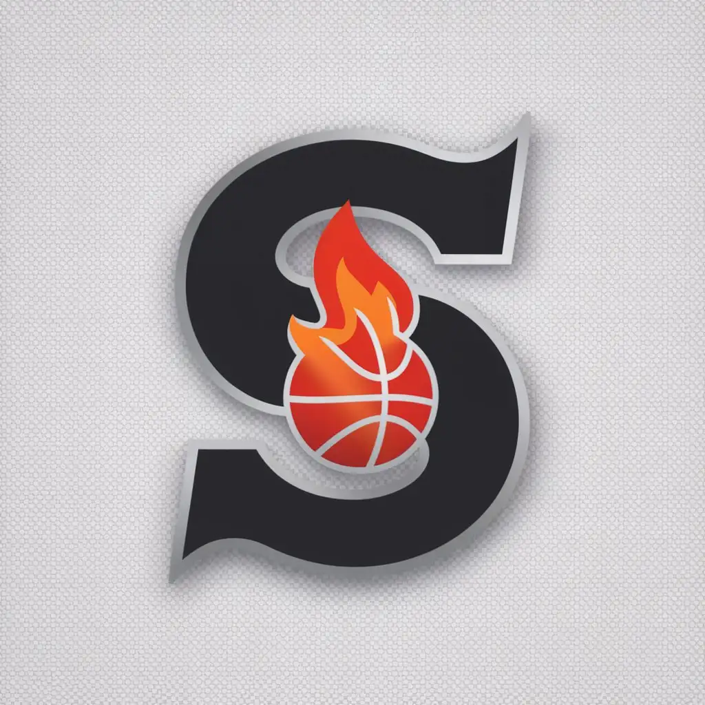 a logo design,with the text "S", main symbol:basketball fire,Moderate,be used in Sports Fitness industry,clear background