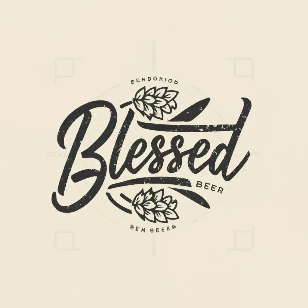 a logo design,with the text "Blessed", main symbol:Create a logo for a beer brand, 
The name will be 'Bendita', it will have images of hops and barley degraded in the background,,Moderate,be used in Others industry,clear background