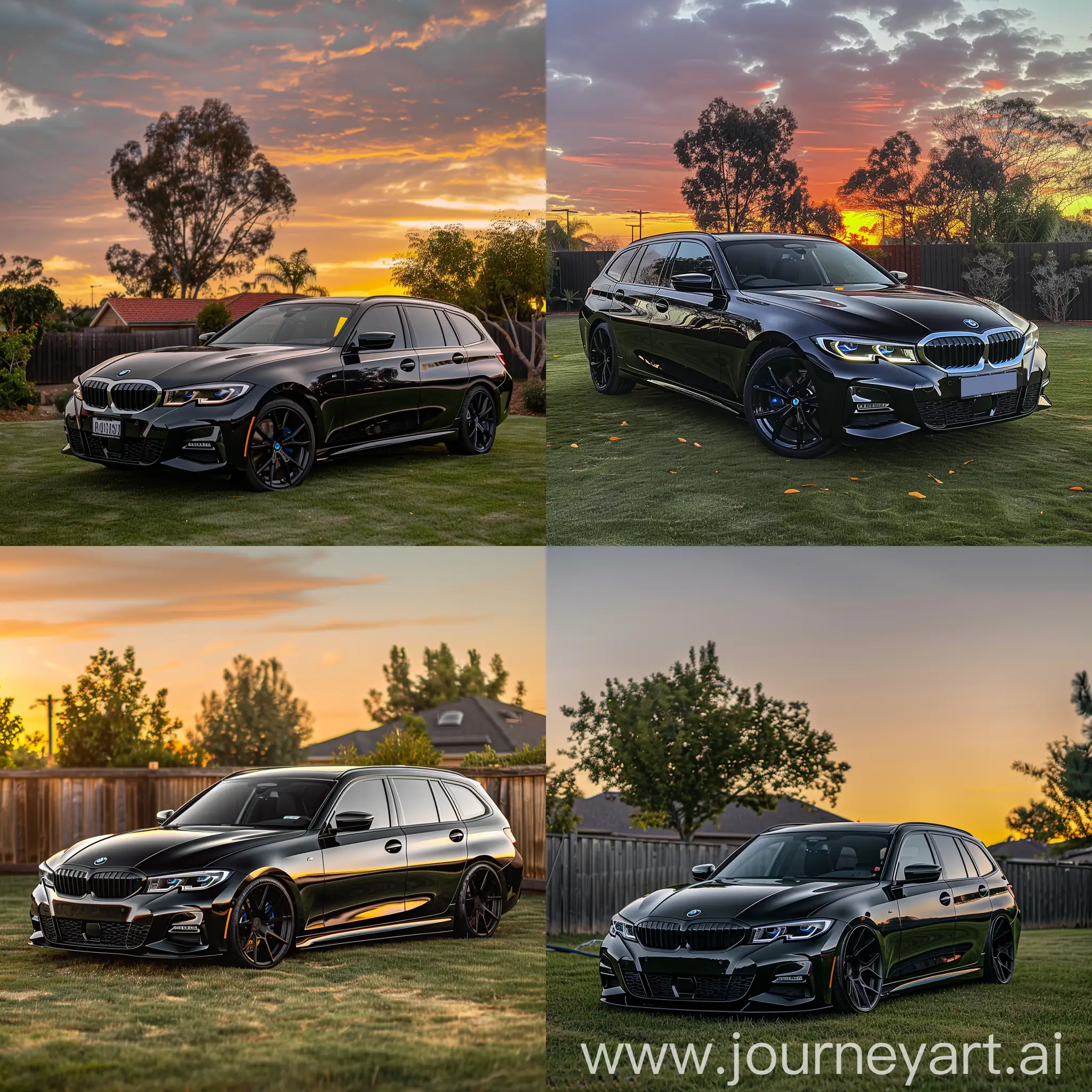 Stunning-2022-BMW-330i-Long-Wagon-in-Metallic-Black-at-Sunset