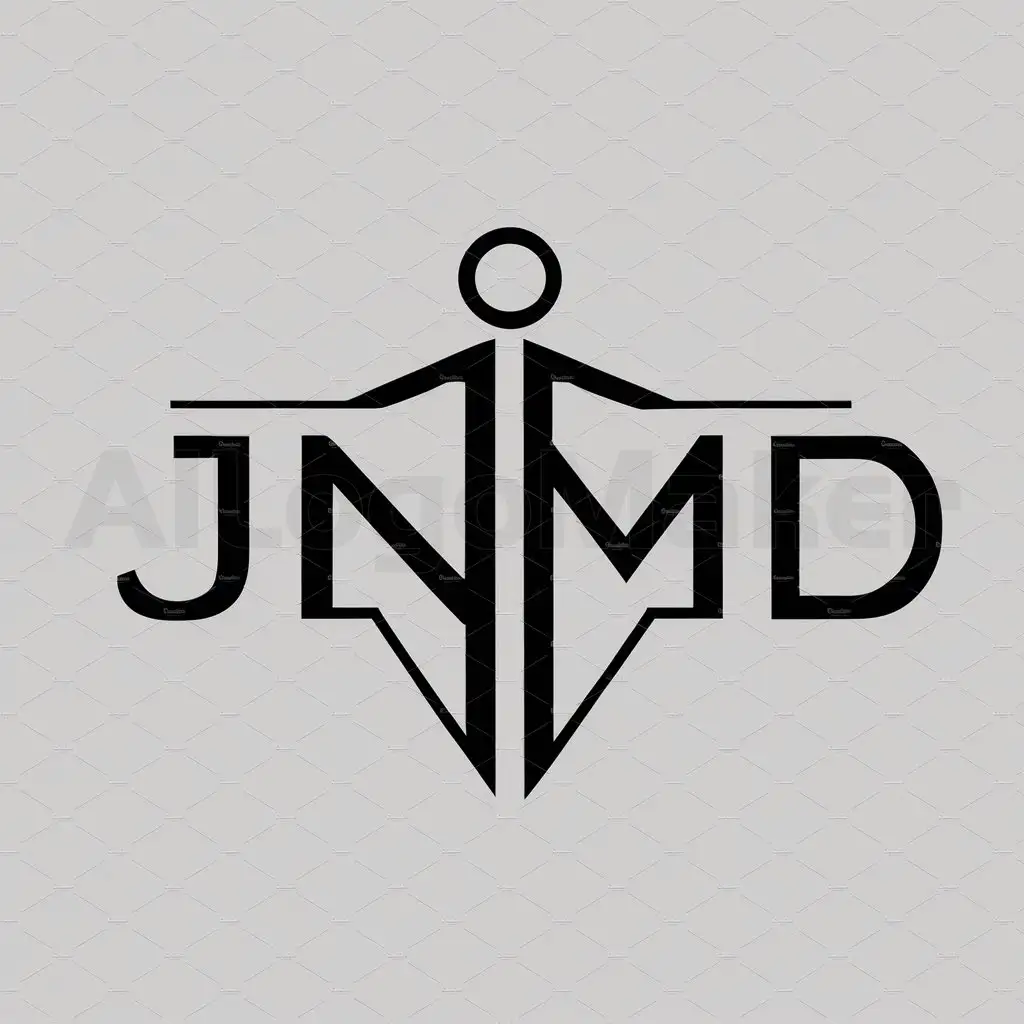 a logo design,with the text "Logo with the letters J,N,M,D randomly forming a figure", main symbol:Logo with the initials J,N,M,D creating a figure with the letters ,Moderate,be used in Others industry,clear background