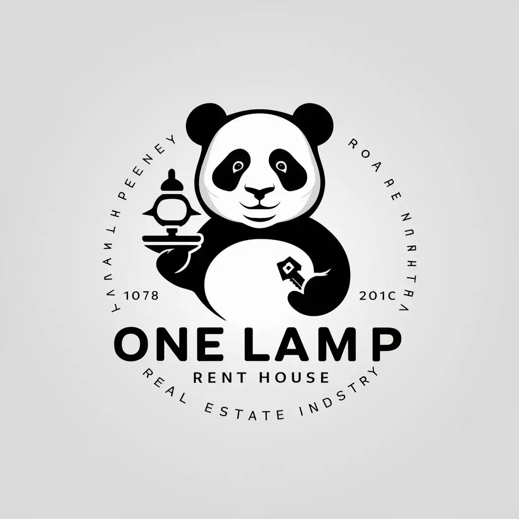 a logo design,with the text "one lamp rent house", main symbol:panda,complex,be used in Real Estate industry,clear background