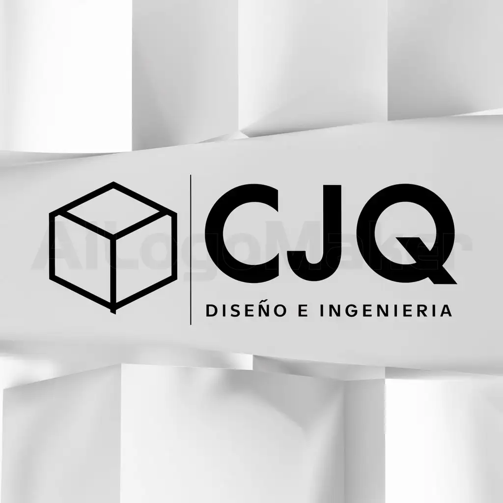 a logo design,with the text "CJQ Diseño e Ingenieria", main symbol:Cubo rectangulo,Minimalistic,be used in Ingenieria industry,clear background