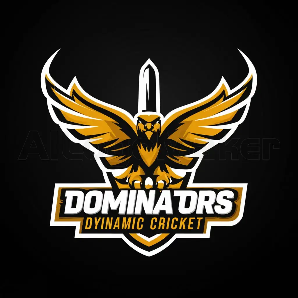 a logo design,with the text "Dominators", main symbol:LOGO Design for Dominators Dynamic Cricket with eagle Theme with Striking Typography,Moderate,be used in Sports Fitness industry,clear background