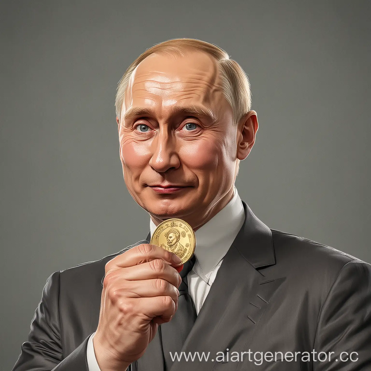 Humorous-Putin-Holding-Coin-Playful-Illustration-of-Putin-with-Coin