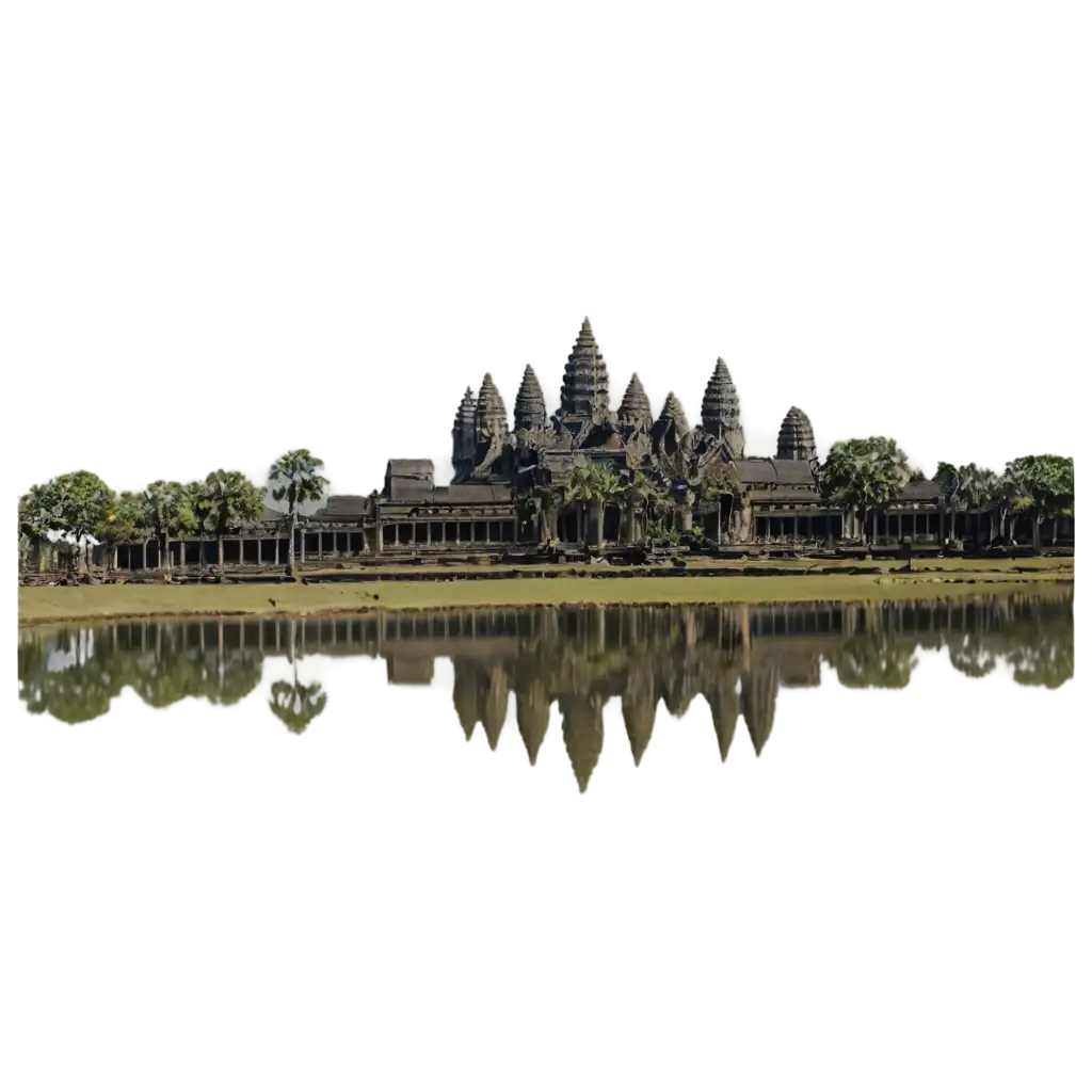 Angkor-Wat-PNG-Exquisite-Digital-Illustration-of-the-Iconic-Temple