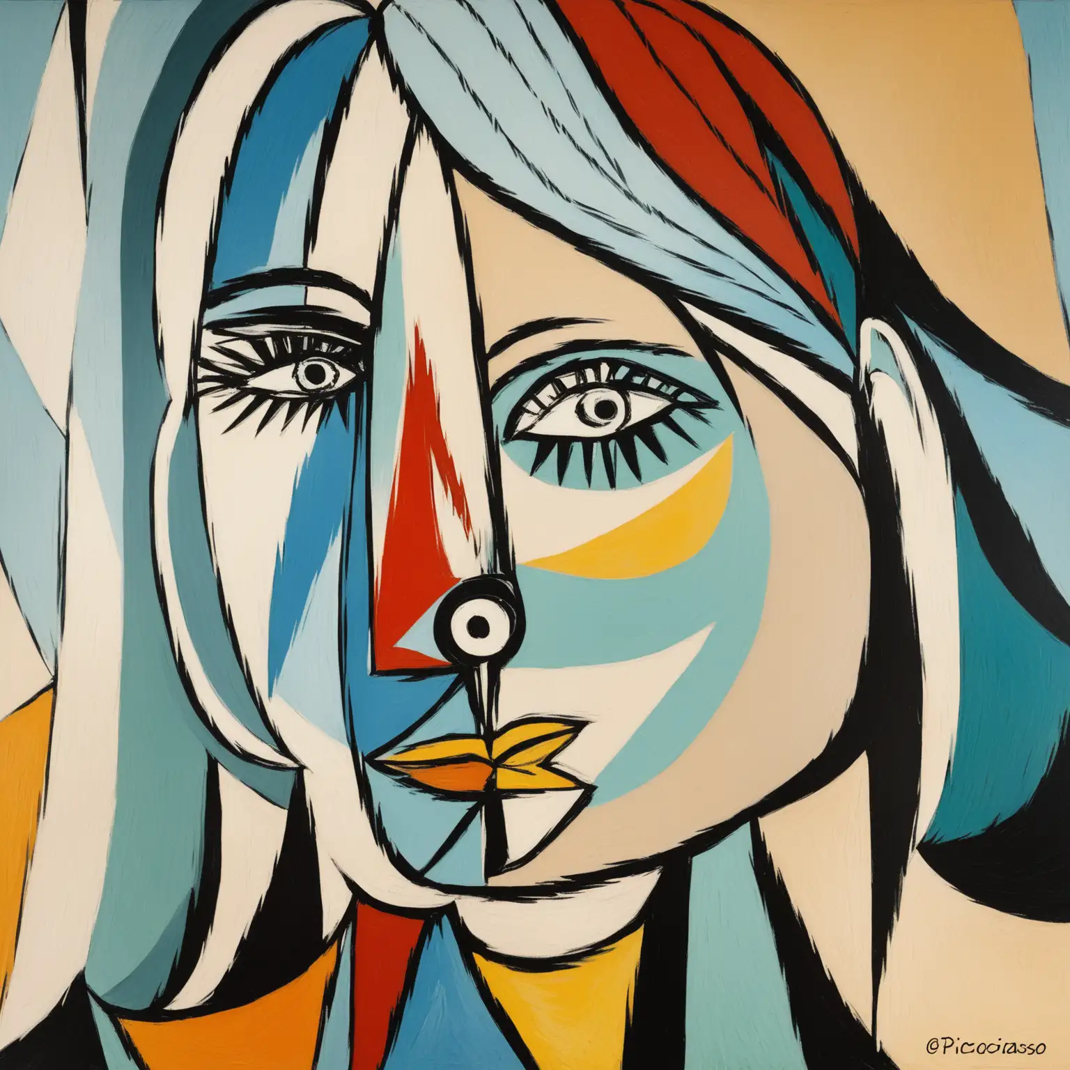Abstract Art Vibrant Colors and Geometric Shapes by Picasso