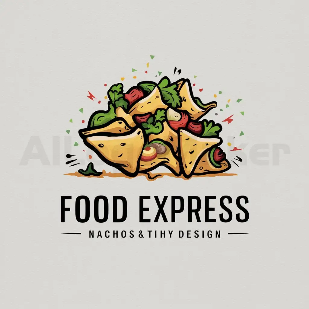 a logo design,with the text "FOOD EXPRESS", main symbol:CREATIVE Nachos WITHOUT LOOKING TOO PROFESSIONAL,complex,be used in Others industry,clear background