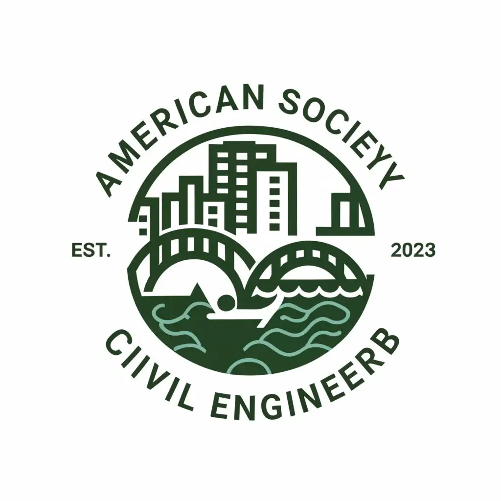 a logo design,with the text "American Society of Civil Engineers", main symbol:Canoe
City
Bridge
Sustainability
Minneapolis
,Moderate,be used in Others industry,clear background