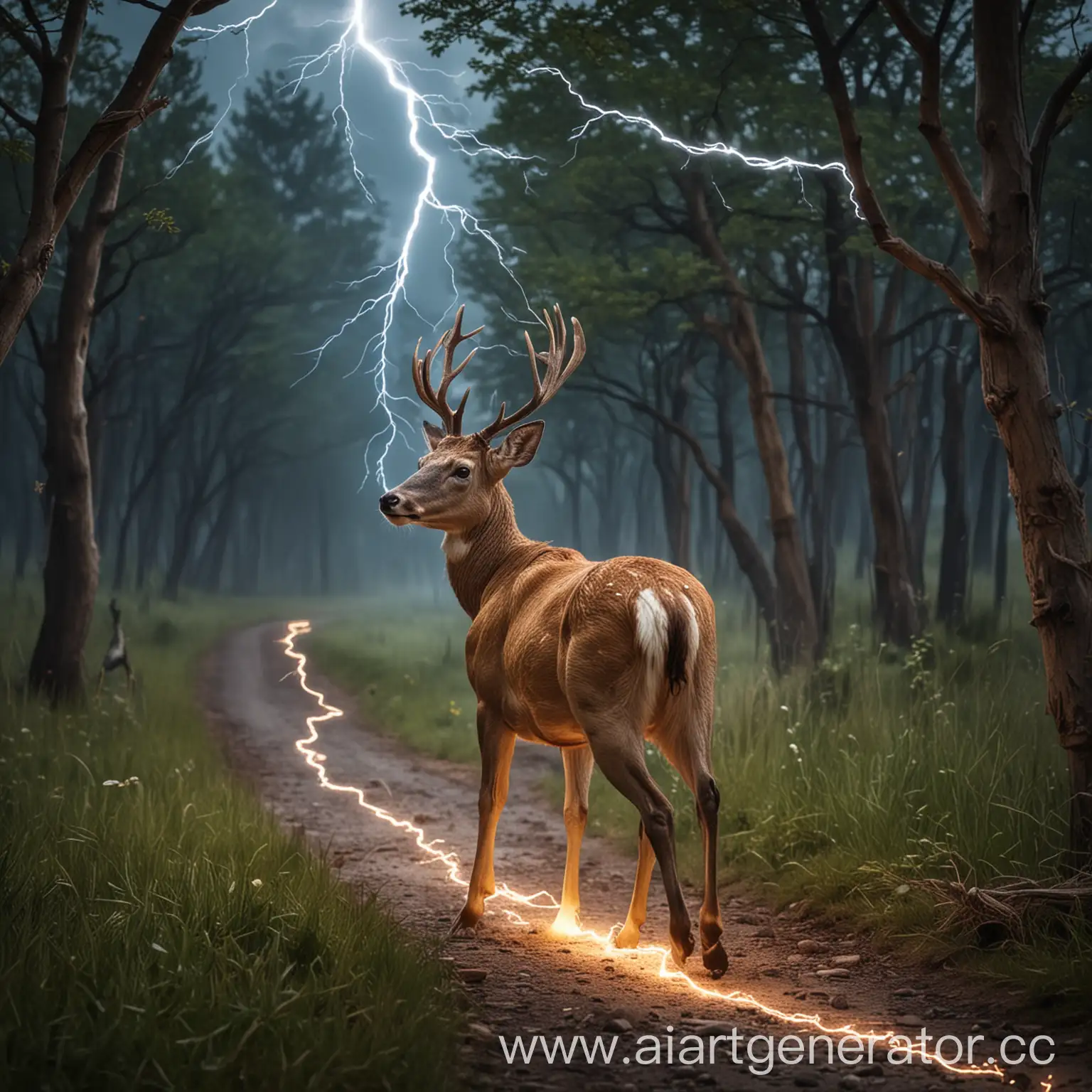 Graceful-Deer-Illuminated-by-Lightning-in-the-Night-Sky