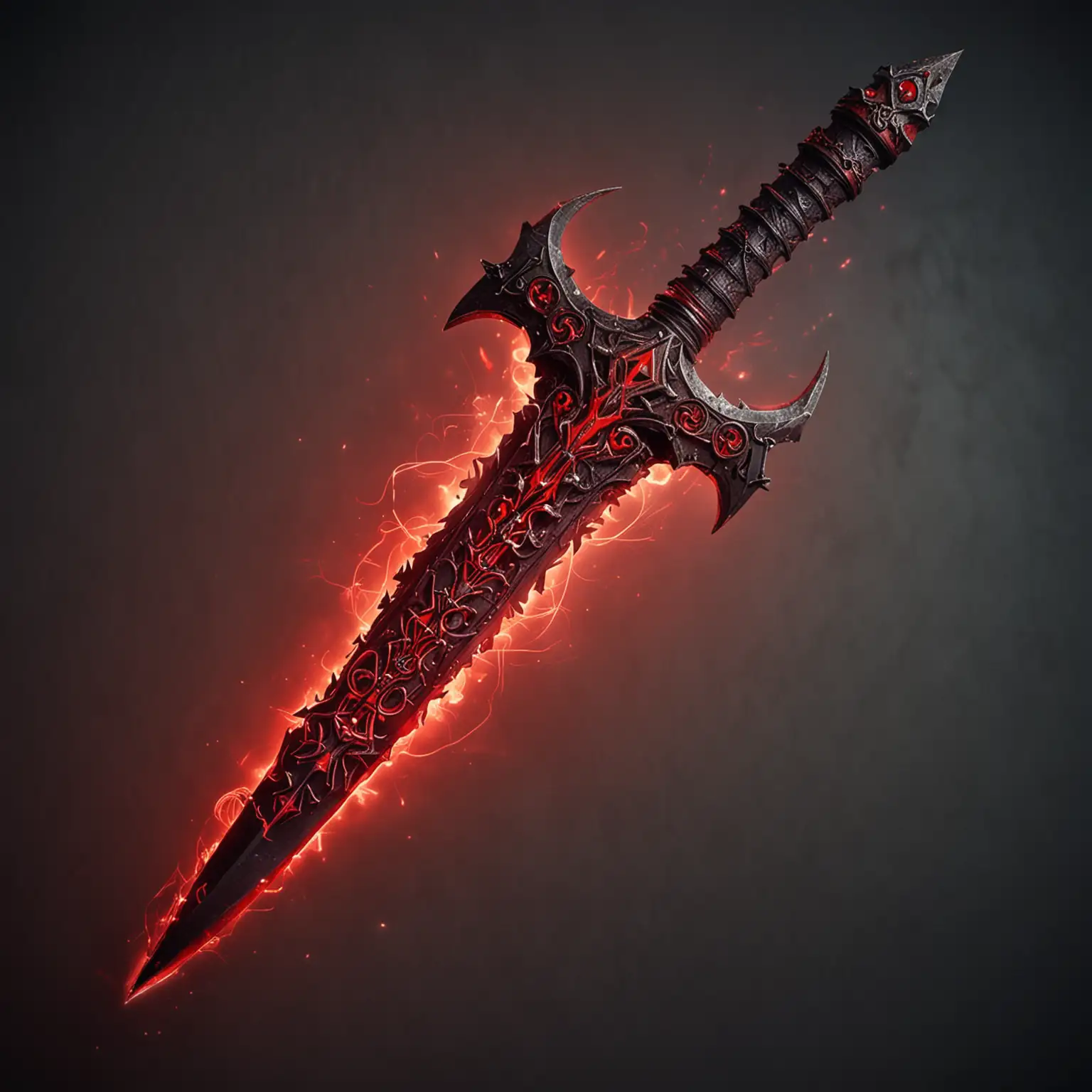 Necromantic Dagger with Glowing Red Runes and Aura of Death