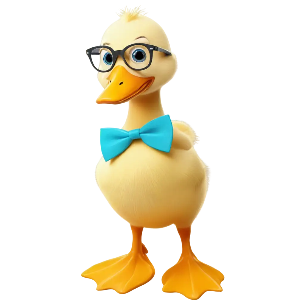A little cartoon duck wearing glasses with egoistic 