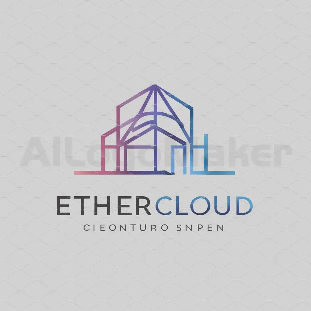 a logo design,with the text "Ethercloud", main symbol:architecture model technology,Moderate,be used in Construction industry,clear background