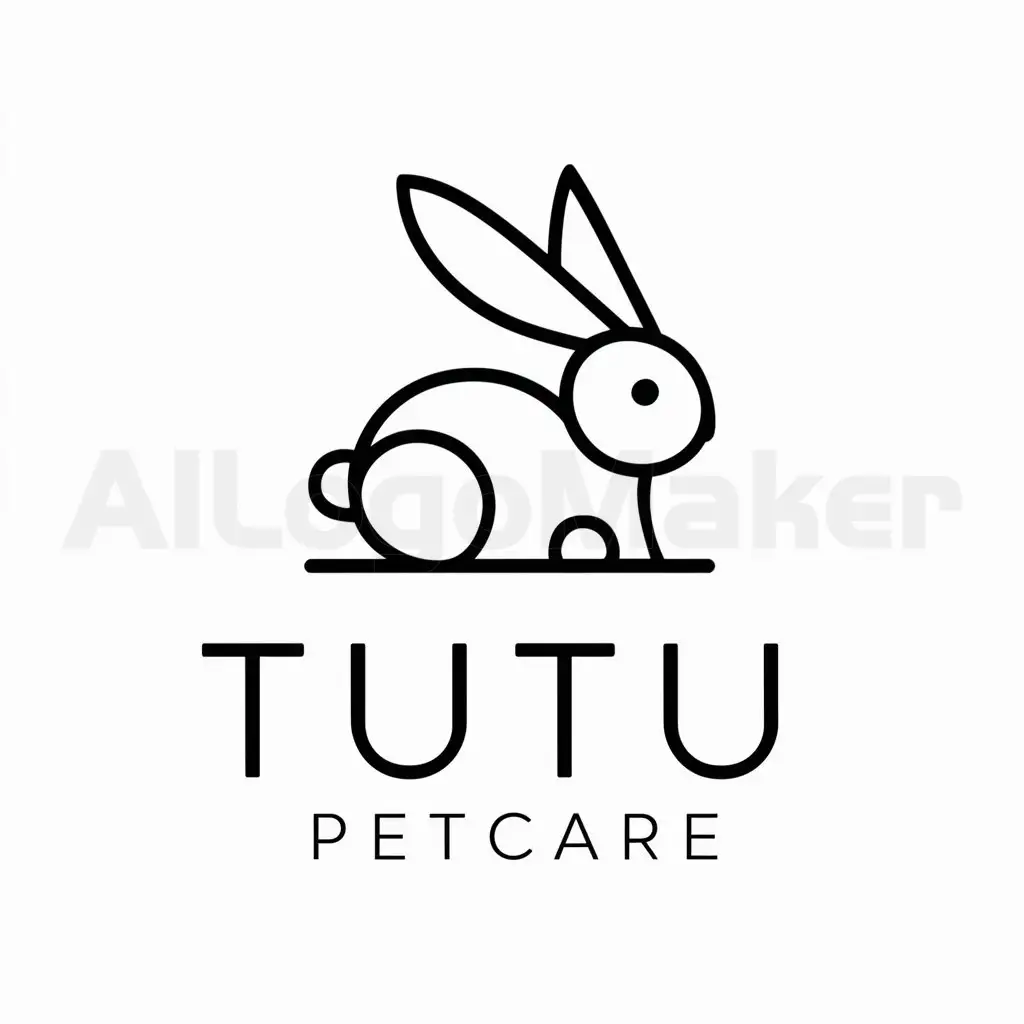 a logo design,with the text "TUTU petcare", main symbol:rabbit,Minimalistic,be used in Animals Pets industry,clear background