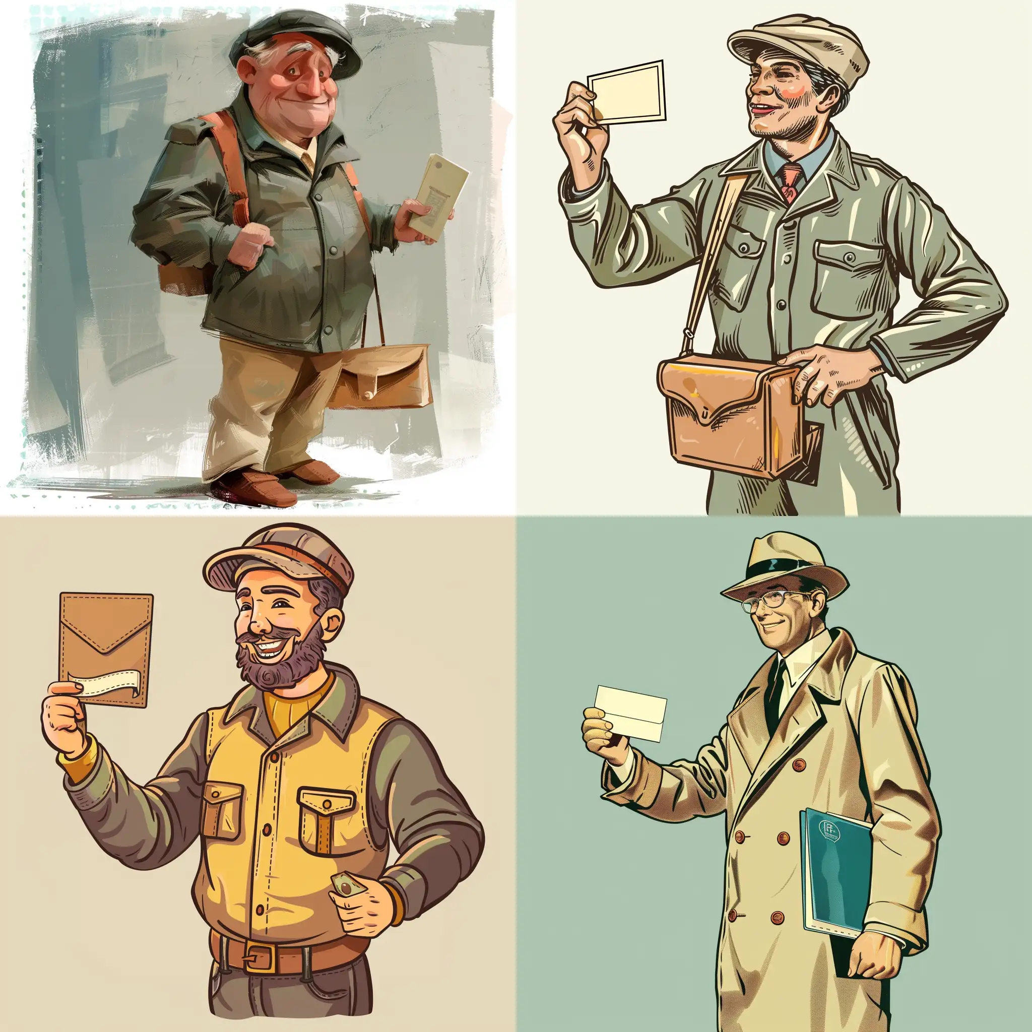a postman with a card