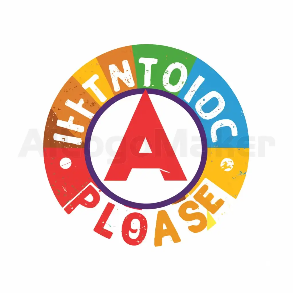 a logo design,with the text "Attention please!", main symbol:a circle with an capital A in the middle surrounded by rainbow coloured letters displaying the name of the enterprise "ttention please" in a baseball style combined with sunset,Minimalistic,be used in Entertainment industry,clear background