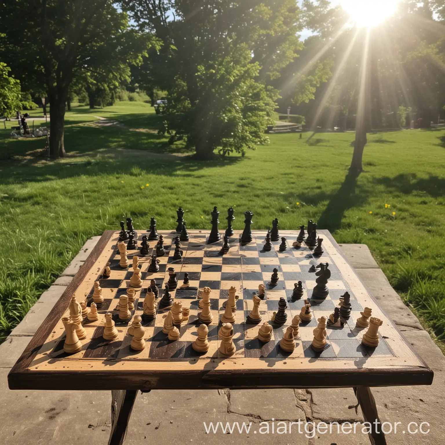 Chess-Game-Played-Outdoors-in-Sunny-Summer-Weather
