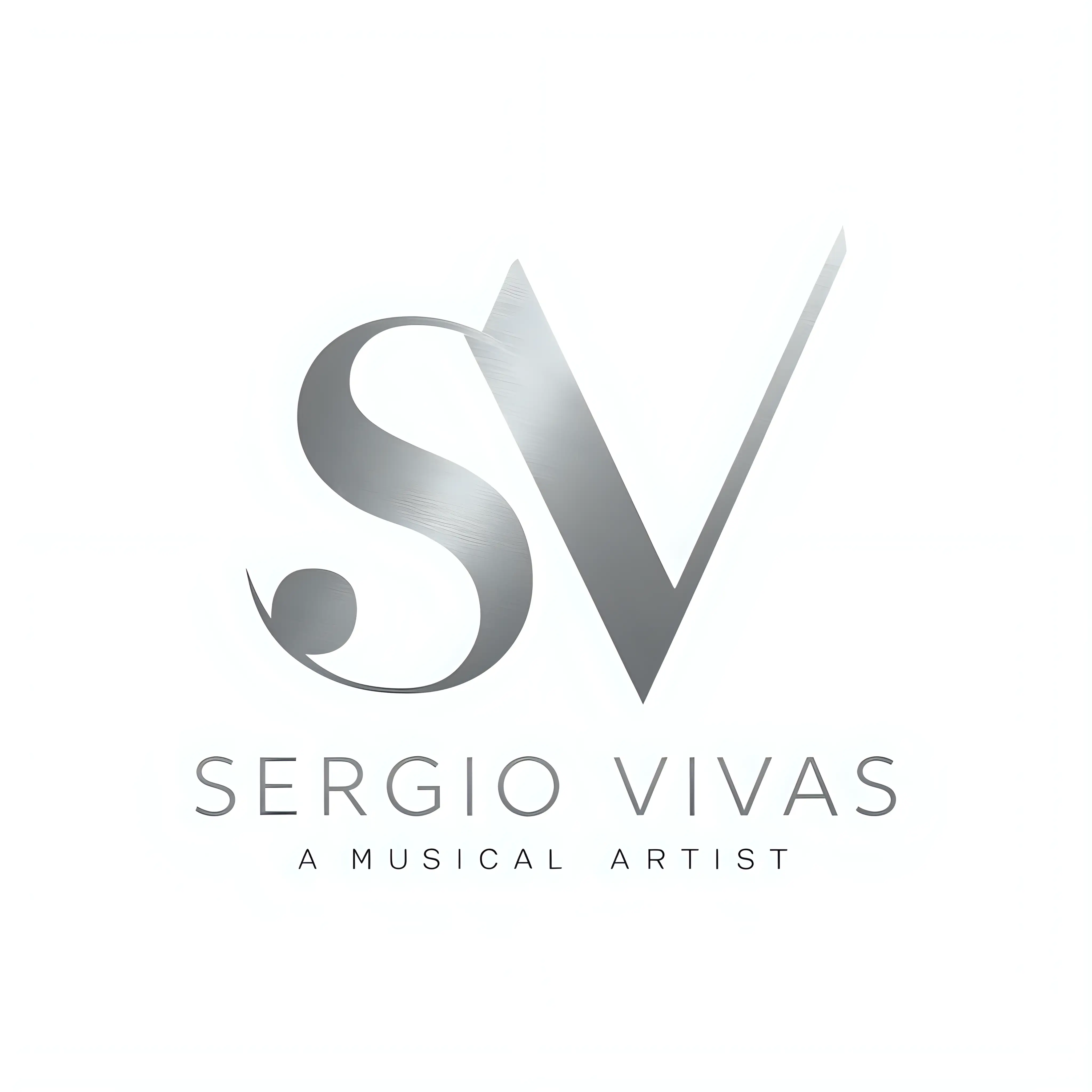 Genera un logo para el artista musical ‘SERGIO VIVAS’ plateado