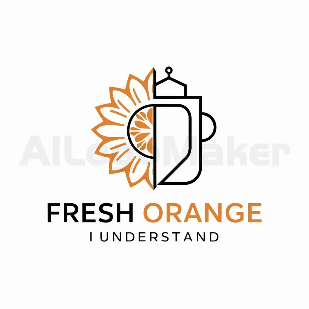 a logo design,with the text "fresh orange I understand", main symbol:sandugar orange and robot,Minimalistic,be used in Others industry,clear background