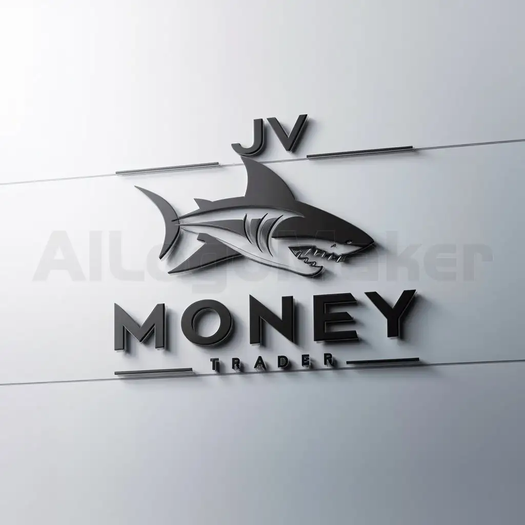 a logo design,with the text "JV", main symbol:SHARK, MONEY, JV,Minimalistic,be used in TRADER industry,clear background
