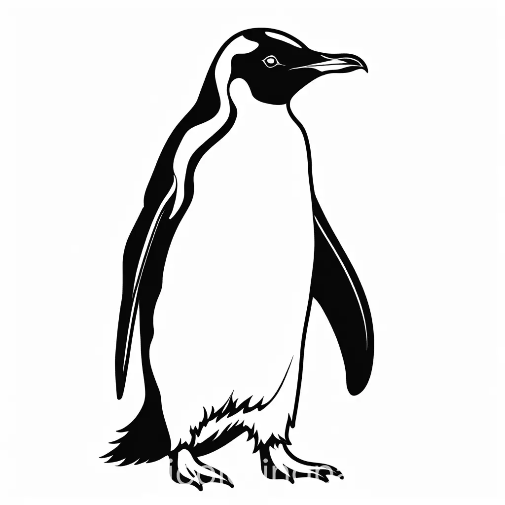 Penguin-Coloring-Page-Simple-Line-Art-on-White-Background